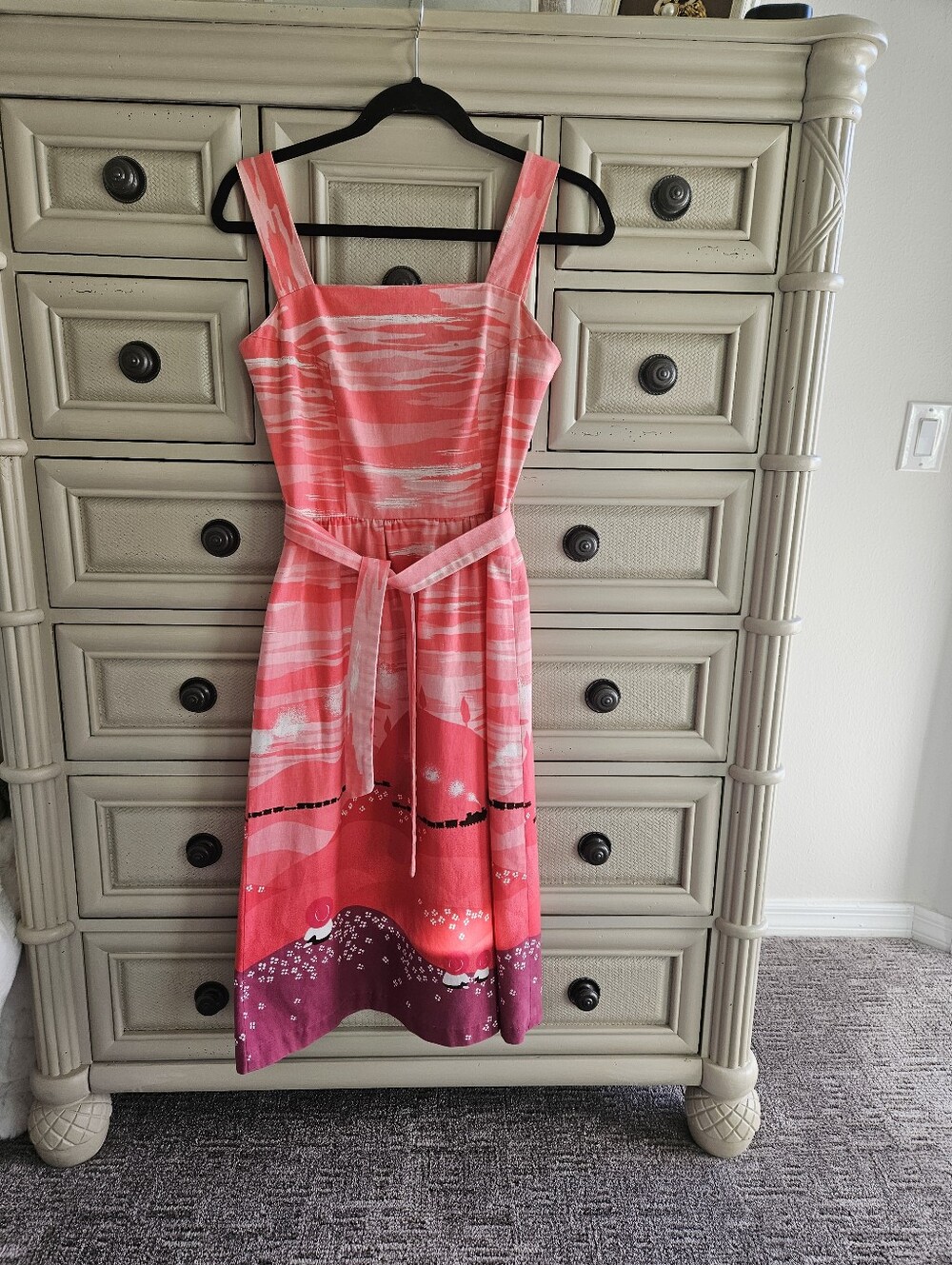 Vintage Malia Of Honolulu Gorgeous 1970's Fit & Flare CottonSun Dress